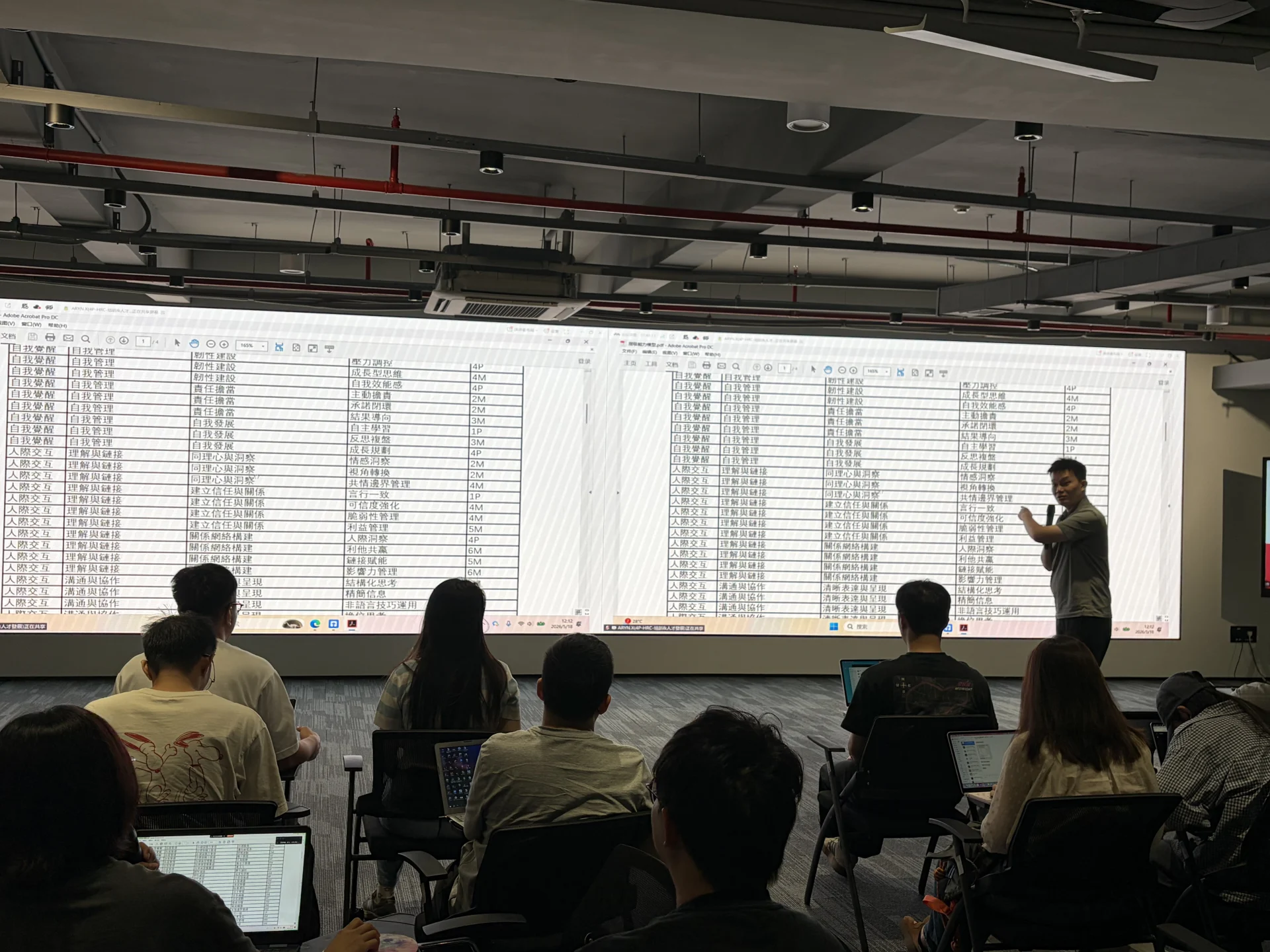 现场演示与交流 听众跟随投影中的资料进行学习